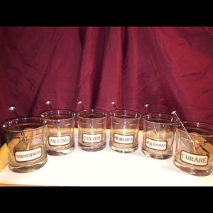 Vintage Set of Six “Name Your Poison” Cocktail Glasses